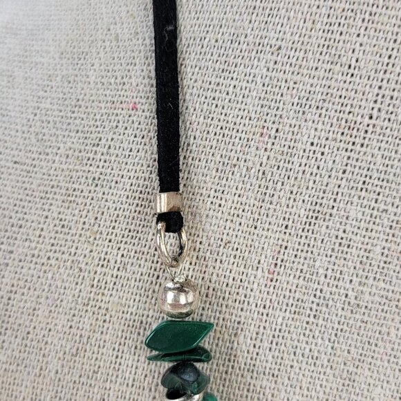 TC 20 Mexico Sterling Silver 925 Jade and Malachite Necklace 16 in Toggle Clasp - Picture 6 of 11